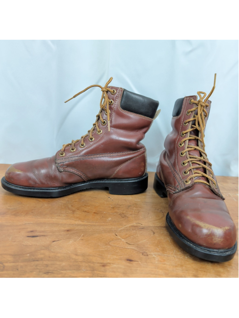 Vintage USA Made Brown Leather Work Boots 9 Wide